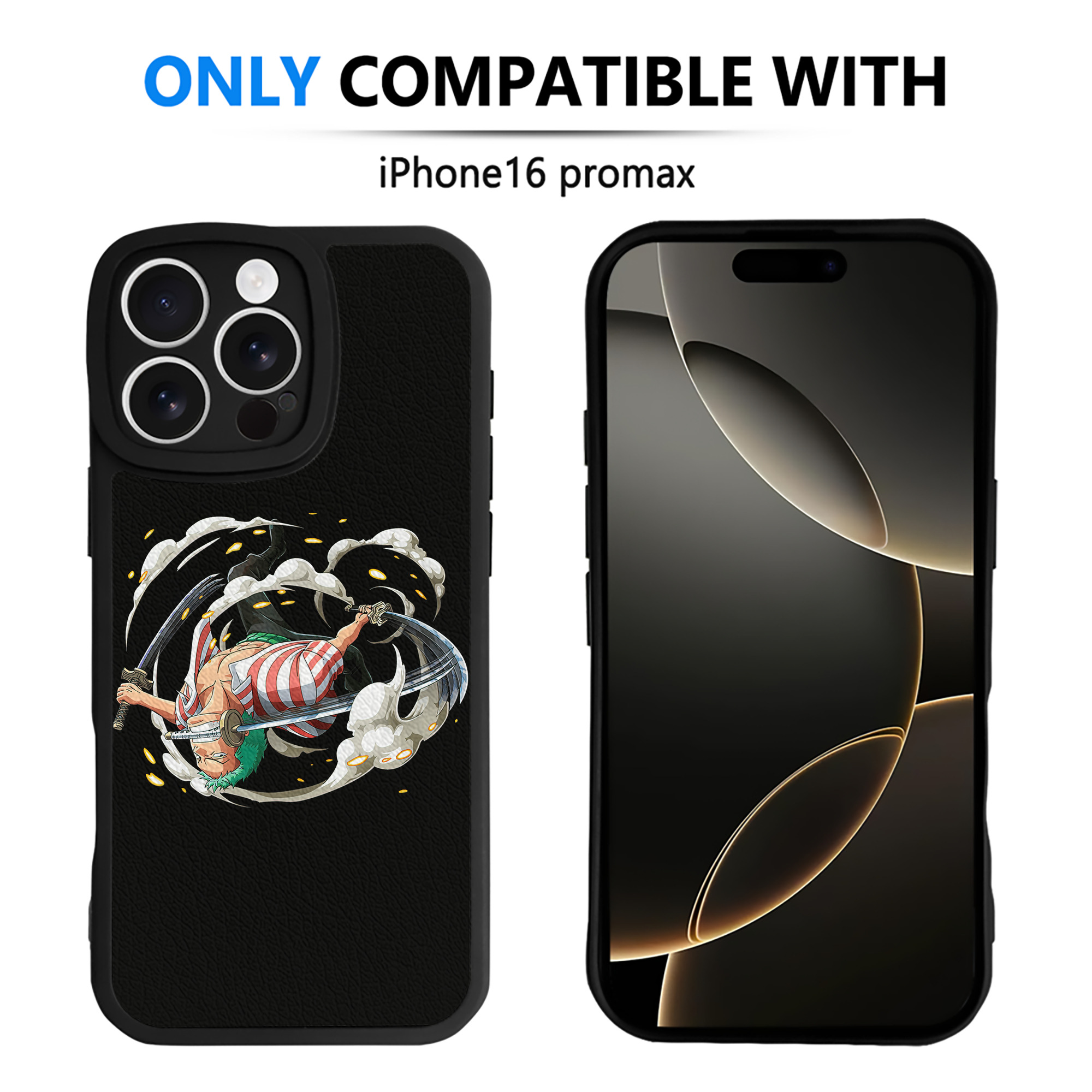 （画像用） ワンピース ロロノア・ゾロ ONE PIECE Roronoa Zoro 【iPhone 16シリーズ対応】シリコンスマホケース（レザー調） 材質：シリコン